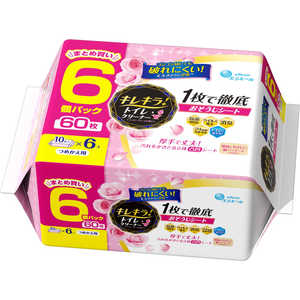 大王製紙 elleair(エリエール)キレキラ！トイレクリーナー 1枚で徹底おそうじシート つめかえ用60枚(10枚×6P) ハッピーローズ キレキラTCカエ6Pロズ