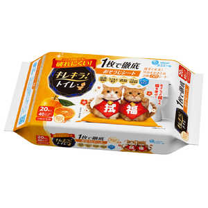 大王製紙 キレキラ！トイレクリーナー 1枚で徹底おそうじシート 招き猫デザイン 企画品 みかんの香り つめかえ用20枚(10枚×2P) キレキラTCキカクヒンミカン