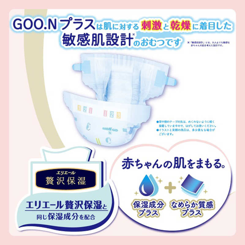 大王製紙 大王製紙 GOON(グーン)プラス 敏感肌設計 生まれてすぐの赤ちゃん用 3Sサイズ 36枚  