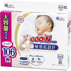 大王製紙 GOON(グーン)プラス敏感肌設計 新生児用 106枚 グンプラスSSUJ
