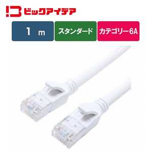 ビックアイデア LANケーブル Cat6A スタンダード 1m ［1m / カテゴリー6A / スタンダード］ ホワイト BIM-LC6A1STD100W