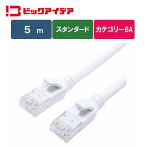 ビックアイデア LANケーブル Cat6A スタンダード 5m ［5m / カテゴリー6A / スタンダード］ ホワイト BIM-LC6A1STD500W