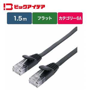 ビックアイデア LANケーブル Cat6A フラット 1.5m ［1.5m / カテゴリー6A / フラット］ ブラック BIM-LC6A1FL150K
