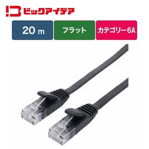 ビックアイデア LANケーブル Cat6A フラット 20m ［20m / カテゴリー6A / フラット］ ブラック BIM-LC6A1FL2000K