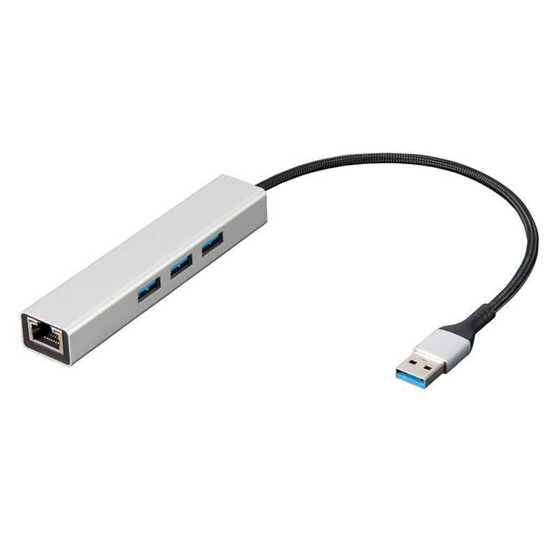 ナカバヤシ ナカバヤシ LAN変換アダプタ [USB-A オス→メス LAN /USB-Ax3] 1Gbps対応(Chrome/Mac/Windows11対応) シルバー UH3L353SL UH3L353SL