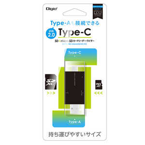 ナカバヤシ USB2.0 TypeC＆A SDカードリーダー ［USB2.0 /スマホ・タブレット対応］ CRWDCSD88BK