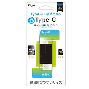 ナカバヤシ カードリーダー SD USB2.0 TypeC＆A (USB2.0/スマホ タブレット対応) CRWDCSD88BK