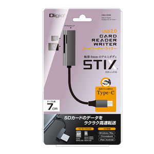 ナカバヤシ アルミカードリーダー (USB2.0 Type-C/スマホ タブレット対応) CRWCSD89GY