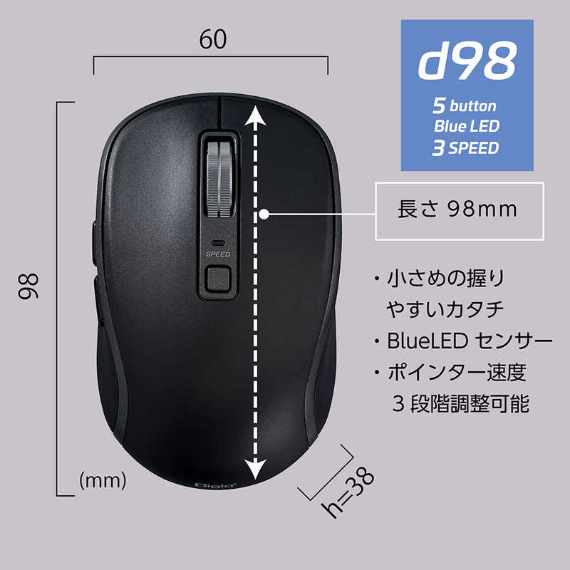 ナカバヤシ ナカバヤシ Bluetooth静音5ボタン BlueLEDマウス ［BlueLED /無線(ワイヤレス) /5ボタン /Bluetooth］ MUS-BKF217BK MUS-BKF217BK