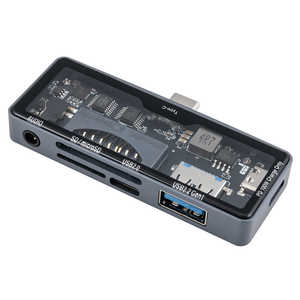 ナカバヤシ PD対応 USB3.2Gen1 TypeC 2ポートコンボハブ スケルトン COMC3SD163GY ナカバヤシ PD対応 USB3.2Gen1 TypeC 2ポートコンボハブ スケルトン COMC3SD163GY