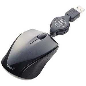 ナカバヤシ 有線BlueLEDマウス｢USB･Mac/Win｣巻取ケｰブル Sサイズ(3ボタン) MUS-UKT103BK (ブラック)