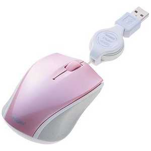 ナカバヤシ 有線BlueLEDマウス「USB・Mac/Win」巻取ケーブル Sサイズ(3ボタン) ピンク MUSUKT103P