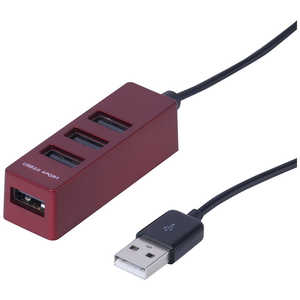 ナカバヤシ USBハブ レッド [USB2.0対応 /4ポート] UH-2404R