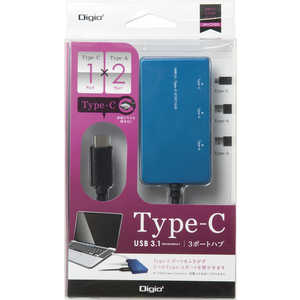 ナカバヤシ USB-C 3.1ハブ[3ポート:Type-Cx1/Type-Ax2･Mac/Win]ブルー UH-C3103