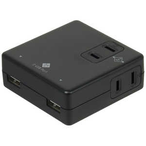 ナカバヤシ タブレット/スマｰトフォン対応 AC - USB充電器+コンセント 3.4A (2ポｰト) TAP-U003BK ブラック