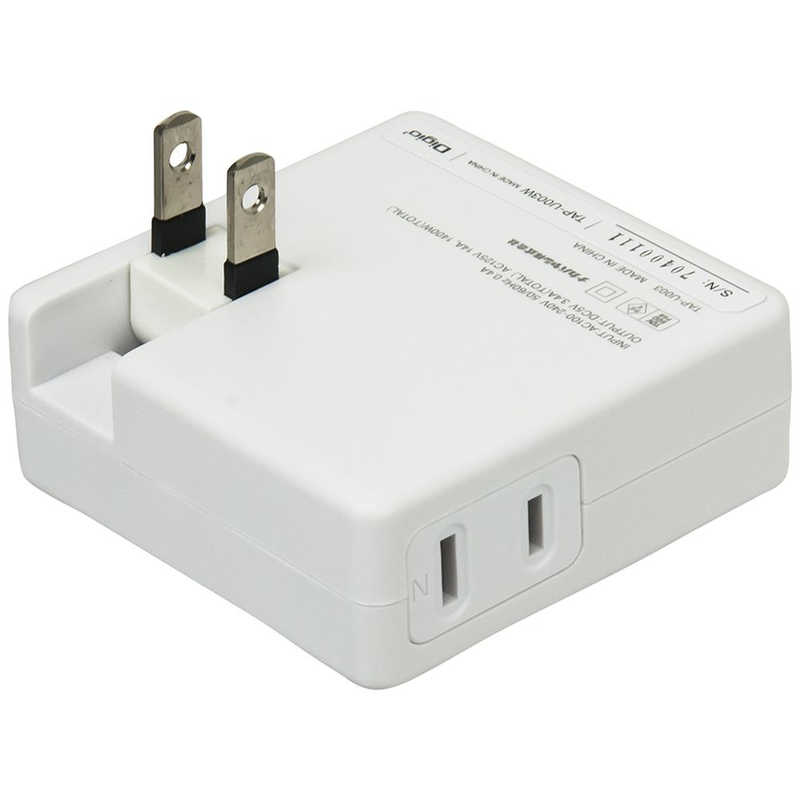 ナカバヤシ ナカバヤシ タブレット/スマートフォン対応 AC - USB充電器+コンセント 3.4A (2ポート) TAP-U003W ホワイト TAP-U003W ホワイト
