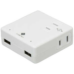 ナカバヤシ タブレット/スマｰトフォン対応 AC - USB充電器+コンセント 3.4A (2ポｰト) TAP-U003W ホワイト