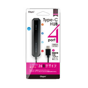 ナカバヤシ USB2.0 Type-C 4ポｰトハブ UH-C2474BK