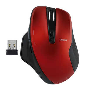 ナカバヤシ マウス Digio2 Just Fit Curve Mサイズ [BlueLED /無線(ワイヤレス) /5ボタン /USB] レッド MUS-RKF155R