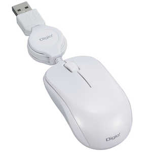 ナカバヤシ 小型巻取有線3ボタンBlueLEDマウス ホワイト [BlueLED /3ボタン /USB /有線] MUS-UKT166W