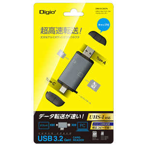 ナカバヤシ アルミカードリーダー USB3.2Gen1(3.0) Type-C&A (グレー ) CRWDC3SD76GY