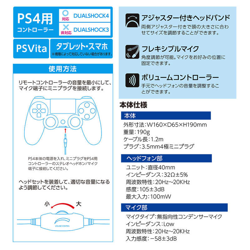 ナカバヤシ ナカバヤシ 4極ヘッドセット PS4用 ブラック×レッド  