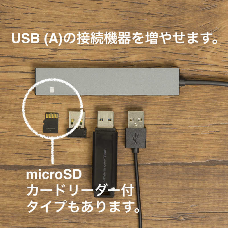 ナカバヤシ ナカバヤシ ［USB-C オス→メス microSDカードスロット / USB-Aｘ3］変換アダプタ グレー COM-C2MSD113GY COM-C2MSD113GY