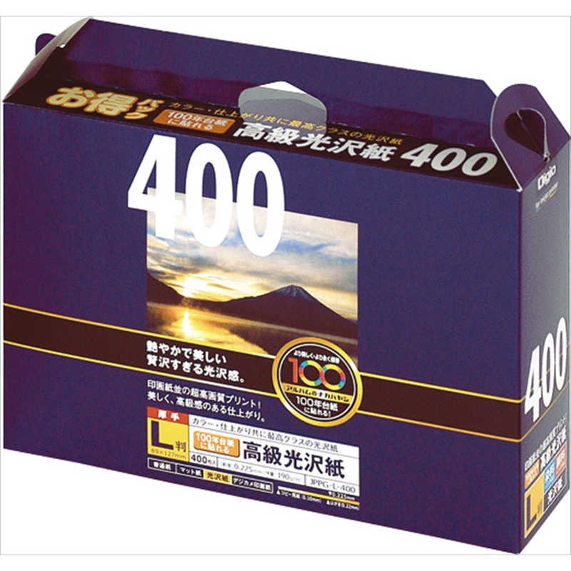 ナカバヤシ ナカバヤシ 100年台紙に貼れる光沢紙 L判 400枚 JPPGL400 JPPGL400