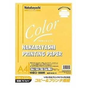 ナカバヤシ コピー & プリンタ用紙(A4サイズ・100枚) HCP‐4101‐Y (イエロー) ナカバヤシ コピー & プリンタ用紙(A4サイズ・100枚) HCP‐4101‐Y (イエロー)
