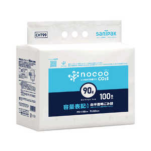 日本サニパック サニパック NOCOO容量表記入りゴミ袋環優包装90L100枚 CHT99