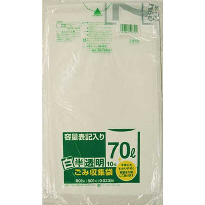 日本サニパック 日本サニパック HT72容量表記入り白半透明ゴミ袋70L 10枚 HT72HCL HT72HCL
