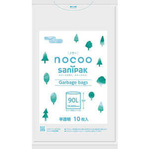 日本サニパック nocoo(ノクー) 90L ゴミ袋 半透明 (10枚) 