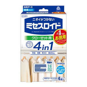 白元 ミセスロイド クローゼット お得用4個 1年防虫 ミセスロイド ミセスロイドクローゼットオトクヨウ