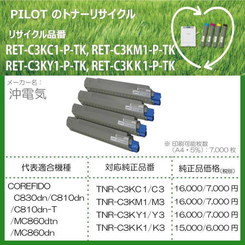 パイロット パイロット リサイクルトナー RET-C3KC1-P-TK RET-C3KC1-P-TK