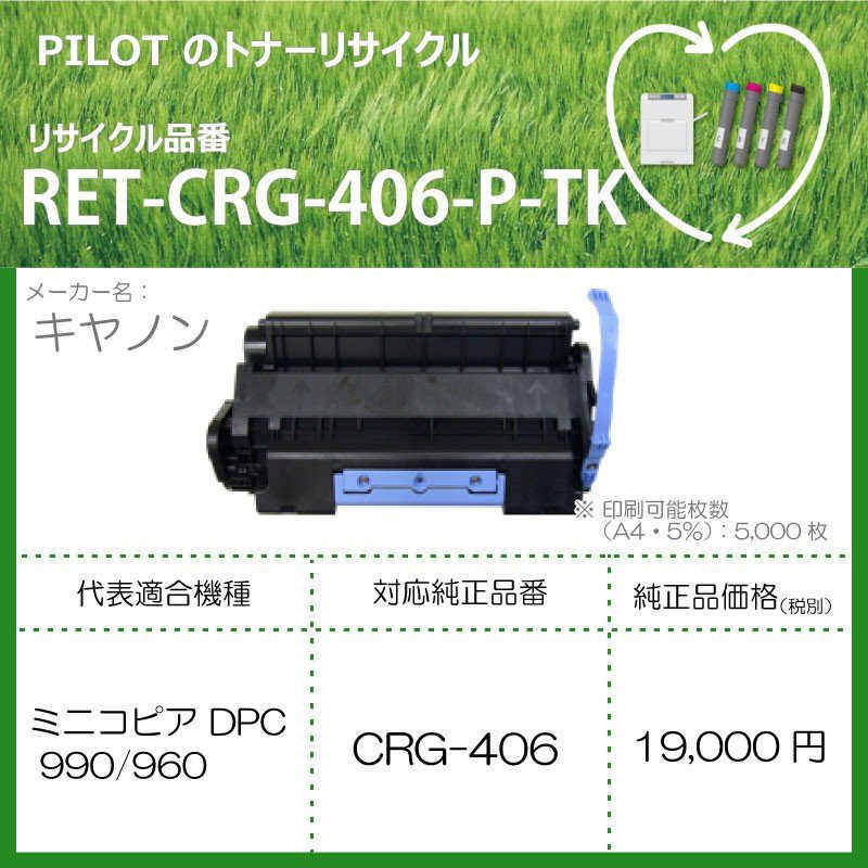 パイロット パイロット リサイクルトナー RET-CRG406-P-TK RET-CRG406-P-TK