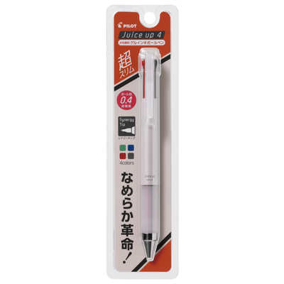 パイロット 多色ボールペン ジュースアップ4 0.4mm パック入 ホワイト