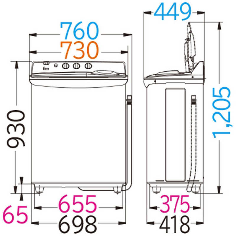 日立　HITACHI 日立　HITACHI 二槽式洗濯機 青空 洗濯5.5kg PS-55AS2-W ホワイト PS-55AS2-W ホワイト