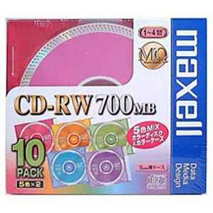 マクセル デｰタ用CD-RW(1-4倍速/700MB)10枚パック CDRW80MIX.1P10S