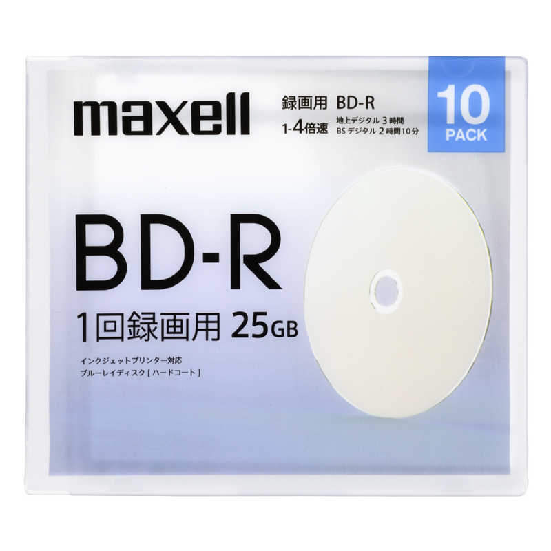 マクセル マクセル 録画用ブルーレイディスクBD-R 10枚パック BRV25WPE.10SBC BRV25WPE.10SBC