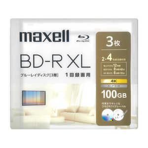 マクセル 録画用ブルーレイディスク BD-RXL 3枚入り maxell ［3枚 / 100GB / インクジェットプリンター対応］ BRV100WPH.3J