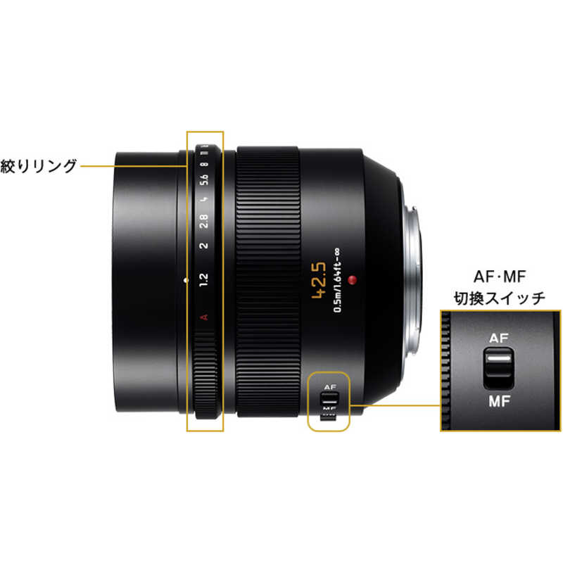 パナソニック　Panasonic パナソニック　Panasonic カメラレンズ LEICA DG NOCTICRON 42.5mm/F1.2 ASPH./POWER O.I.S. LUMIX ［ マイクロフォーサーズ / 単焦点レンズ ］ ブラック LEICA DG NOCTICRON 42.5mm/F1.2 ASPH./POWER O.I.S. H-NS043 LEICA DG NOCTICRON 42.5mm/F1.2 ASPH./POWER O.I.S. H-NS043
