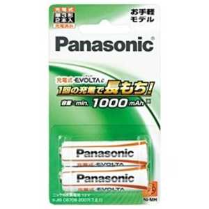 パナソニック　Panasonic 充電式エボルタ｢単3形｣2本パック(お手軽モデル) BK‐3LLB/2B