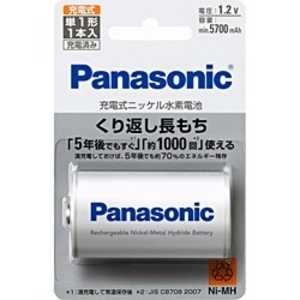 パナソニック Panasonic 【アウトレット】ニッケル水素電池「単1形」 BK-1MGC/1 パナソニック Panasonic 【アウトレット】ニッケル水素電池「単1形」 BK-1MGC/1
