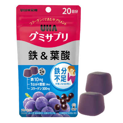 UHA味覚糖 グミサプリ 鉄＆葉酸 20日分（40粒） の通販 - カテゴリ