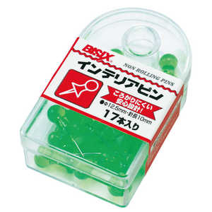 ミツヤ インテリアピン 緑 17本 BX1-5-GR ミツヤ インテリアピン 緑 17本 BX1-5-GR