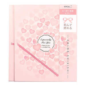 デザインフィル カラー色紙 三つ折り リボン ハート柄 33224006