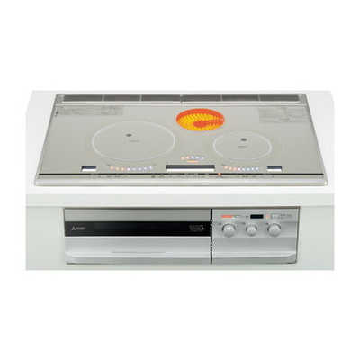 三菱　MITSUBISHI　ビルトインIHクッキングヒーター G34Vシリーズ びっくリングIH [75cm幅 2口IH･ラジエント] プレミアムシルバー(宅配商品)　CS-G34VWS 三菱 MITSUBISHI ビルトインIHクッキングヒーター G34Vシリーズ びっく