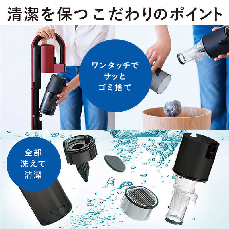 三菱　MITSUBISHI 【アウトレット】スティッククリーナー ZUBAQ [サイクロン式 /コードレス] HC-JM2A-R ワインレッド