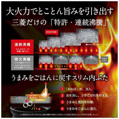 三菱 MITSUBISHI 【アウトレット】炊飯器 5.5合 本炭釜 紬 IH 白真珠