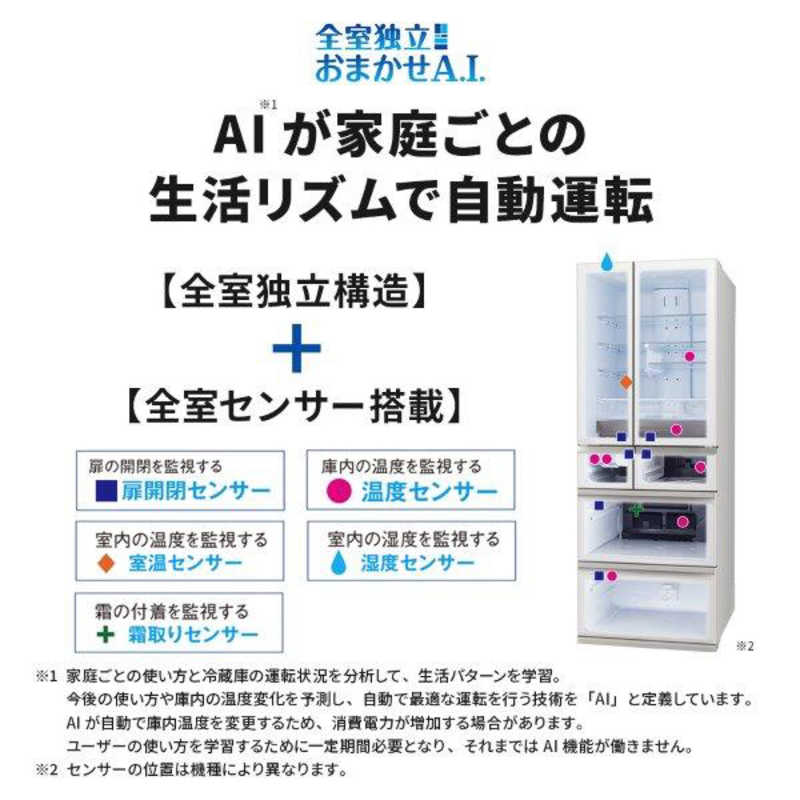 三菱　MITSUBISHI 三菱　MITSUBISHI 冷蔵庫 6ドア WZシリーズ 幅68.5cm 608L フレンチドア(観音開き) グランドアンバーグレー MR-WZ61K-H MR-WZ61K-H